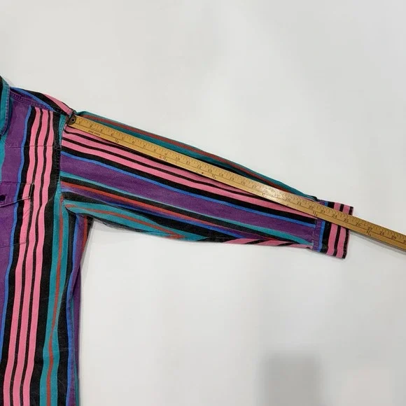 Vtg Wrangler Brushpopper Shirt 17 36 Western Rodeo Cowboy Pink Purple Teal 90s